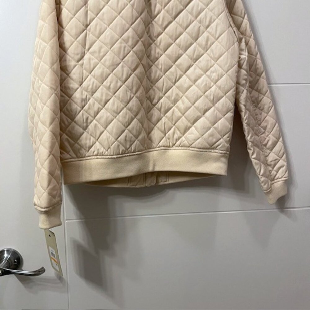 NWT Women's Levi's Cream Diamond Quilted Bomber Jacket Size Small Neutral - Picture 9 of 16